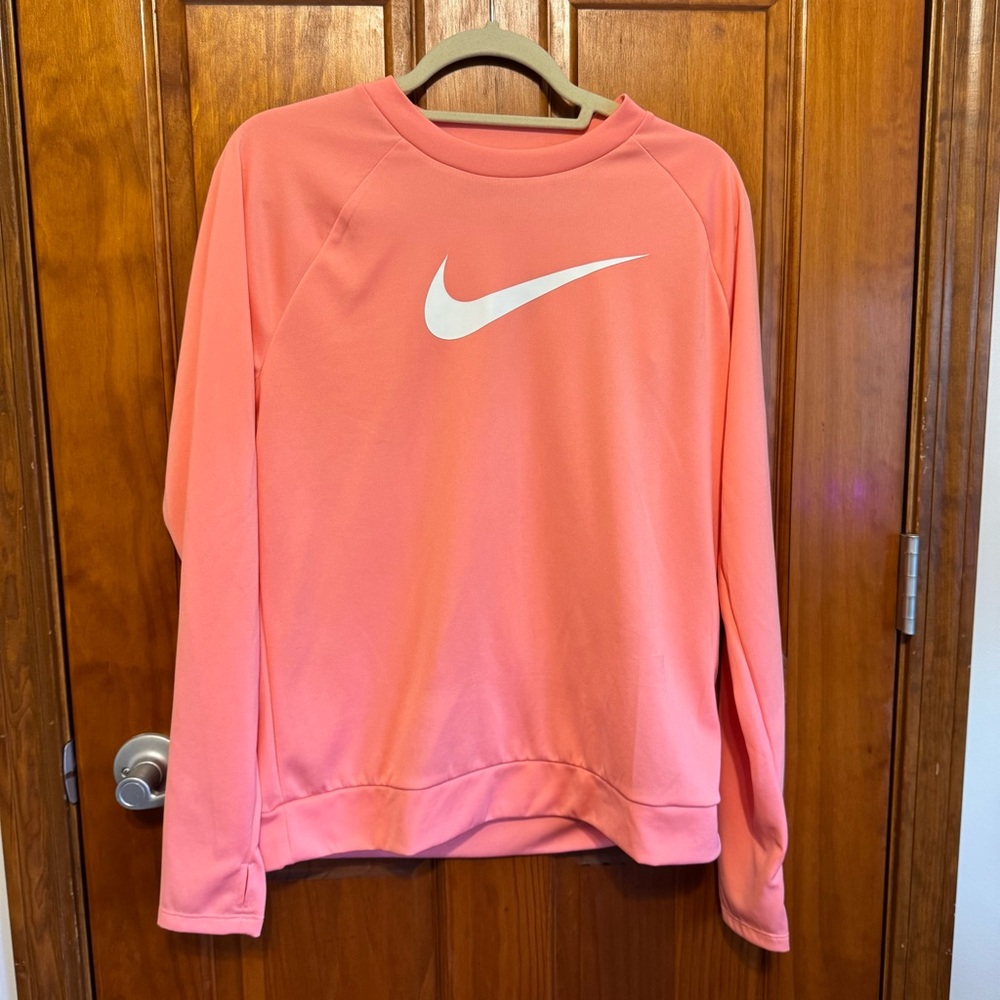Nike Women's Long Sleeve Tee - Pink and White - Picture 1 of 6